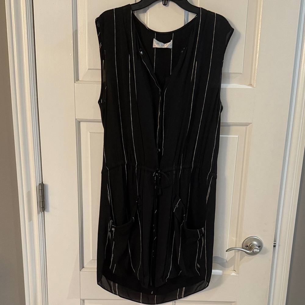A.L.C. Black and White Striped Midi Dress